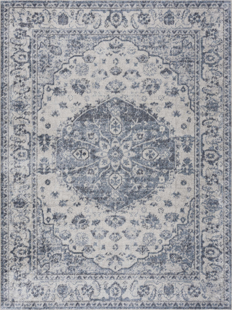 Neyue Blue Medallion Washable Machine Woven Polyester Area Rug