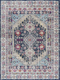 Munoo Blue Bordered Polypropylene Area Rug
