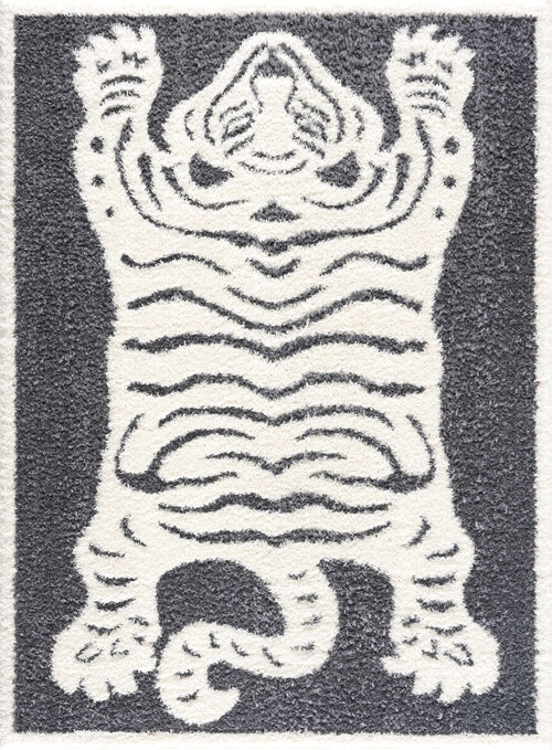 Pemua Blue Animal Print Machine Woven Polyester Area Rug