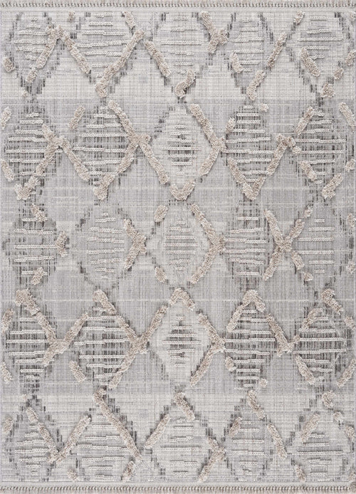 Vego Gray Diamond Machine Woven Polyester Area Rug